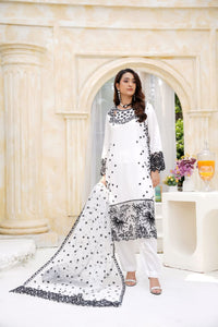 Har Din 1 – White Embroidered 3 Pc Suit
