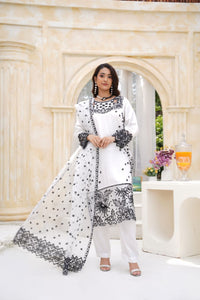 Har Din 1 – White Embroidered 3 Pc Suit