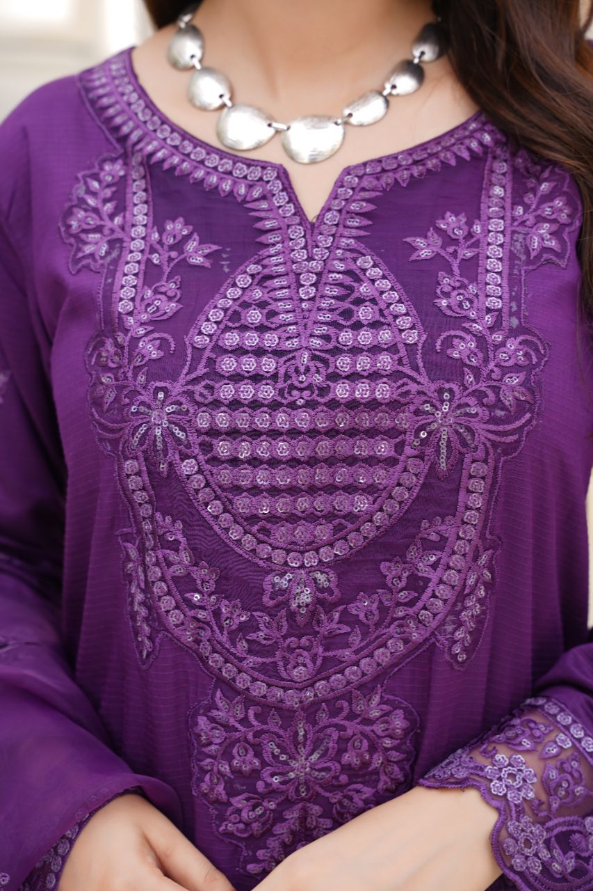 Har Din 4 – Purple Embroidered 3Pc Suit