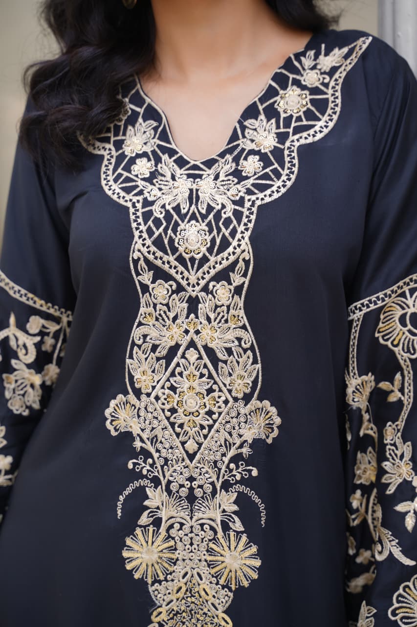 Har Din 3 – Black Embroidered 2Pc Suit