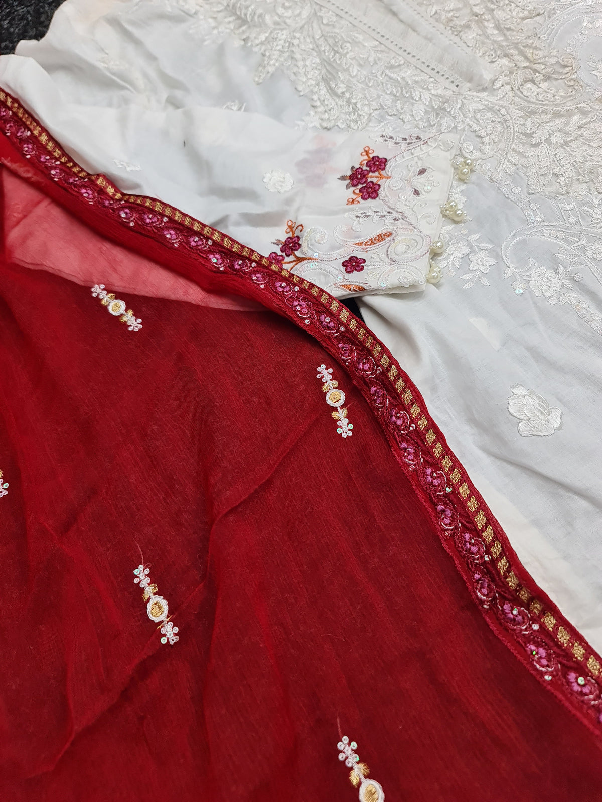 Queen Libas White D1 Part Wear -Readymade Pakistani Suits UK