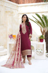 Har Din 6 –Deep Maroon Embroidered 3Pc Suit