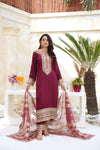 Har Din 6 –Deep Maroon Embroidered 3Pc Suit