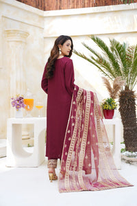Har Din 6 –Deep Maroon Embroidered 3Pc Suit