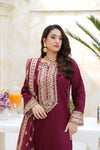 Har Din 6 –Deep Maroon Embroidered 3Pc Suit