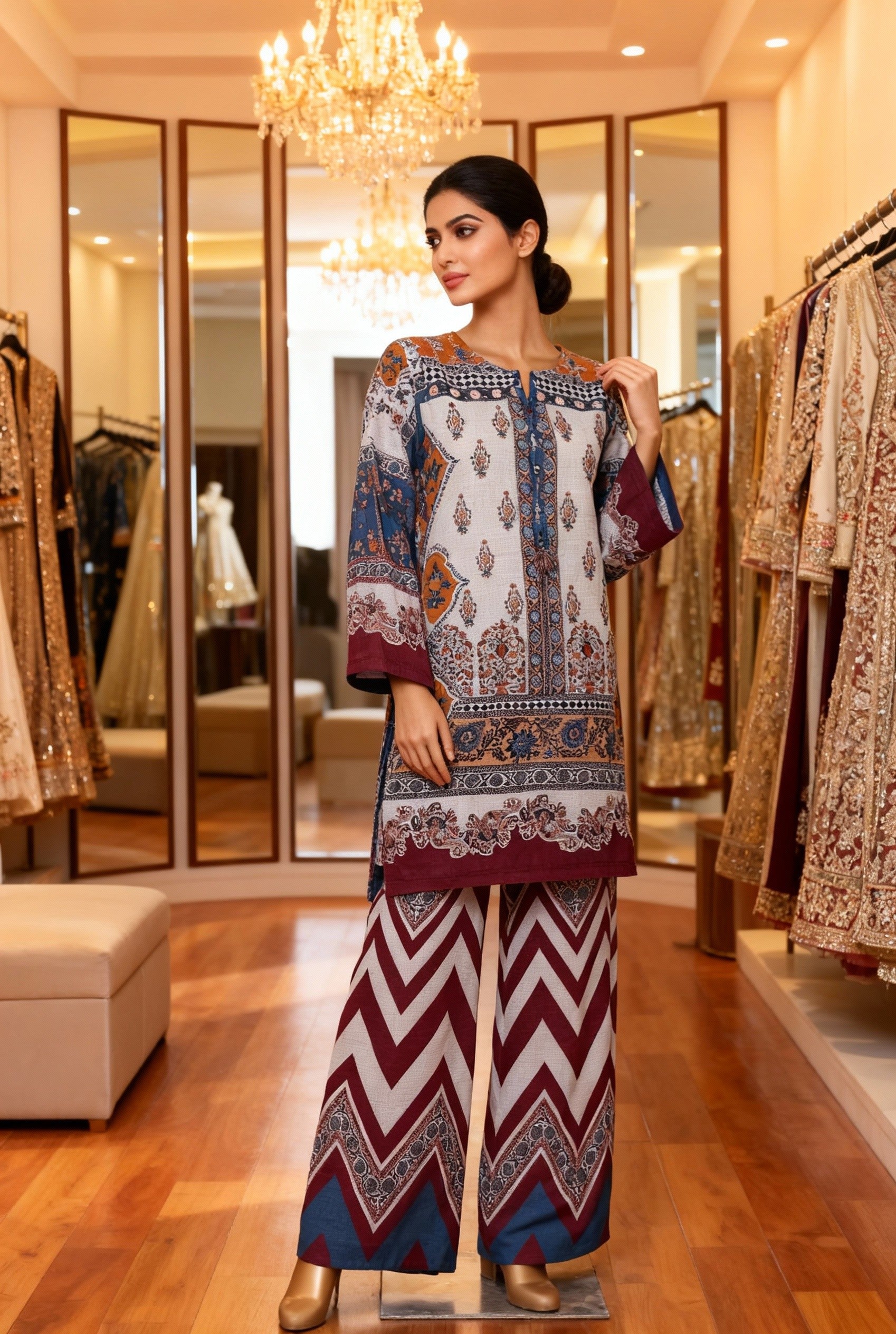 Queen Libas -Khaddar 2pc Co-Ords